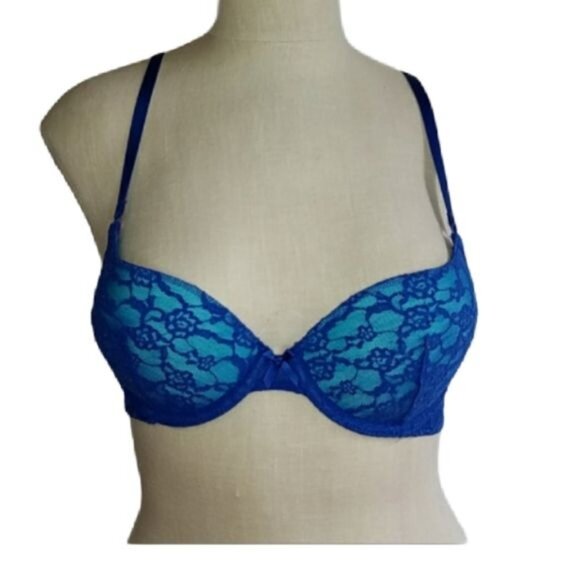 Bra Victoria's Secret Demi Cup Lace Lined Blue WOMEN'S WOMAN'S Size 32 C - Picture 7 of 7